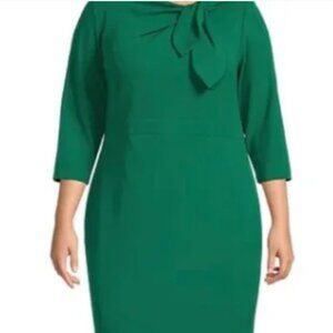 Calvin Klein Plus Size Midi Stretch Size 18 Dress GREEN with 3/4 Inch Sleeves